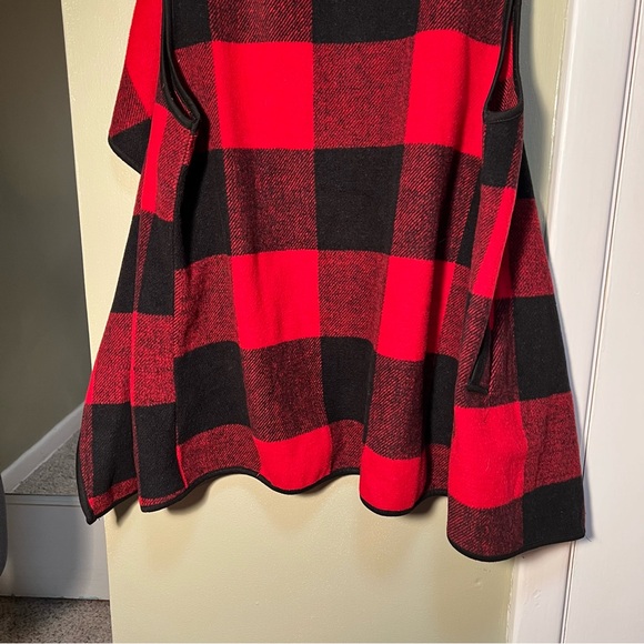 Yacun Sleeveless Waterfall Vest Red Black Buffalo Plaid L - Picture 7 of 9
